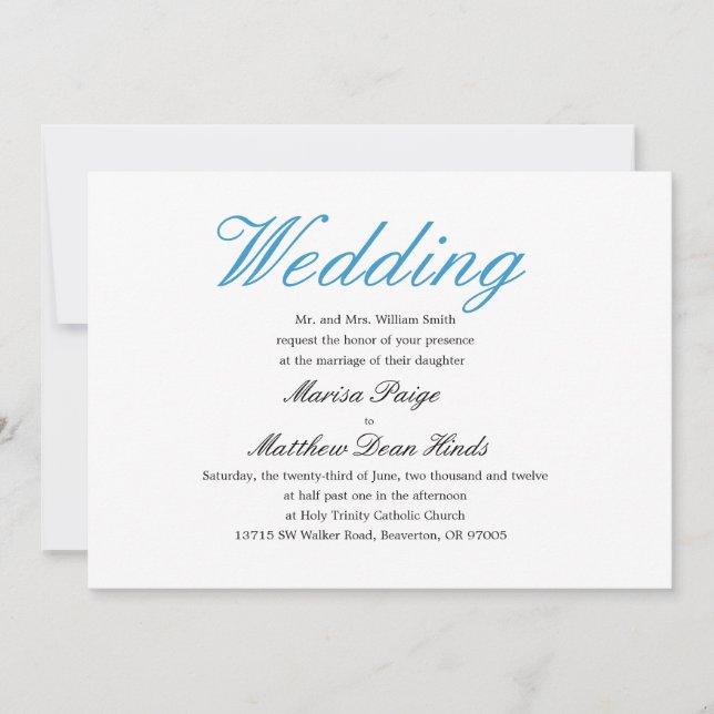 Invitation au mariage simple et élégante (Devant)