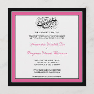 Invitation au mariage simple et élégante (noir/fus