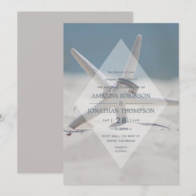 Invitation au mariage sur la plage (Devant / Derrière)