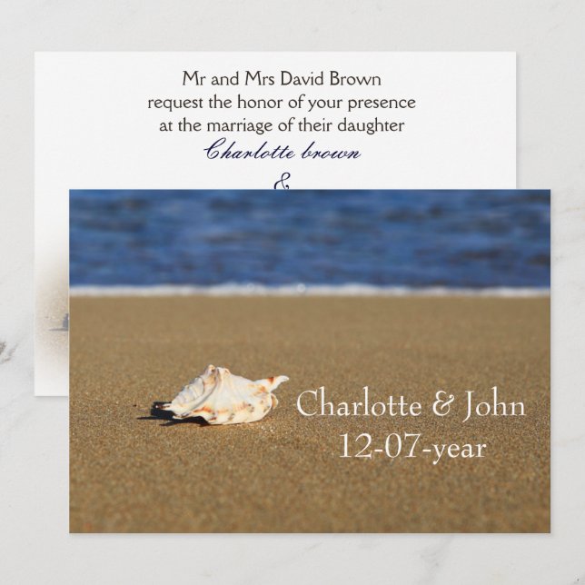 Invitation au mariage sur la plage (Devant / Derrière)