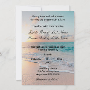 Invitation au mariage sur la plage
