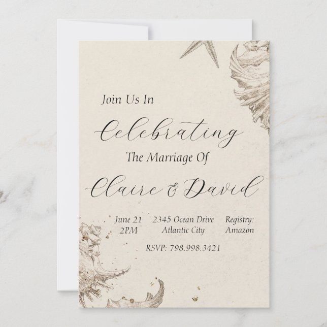 Invitation au mariage sur la plage (Devant)