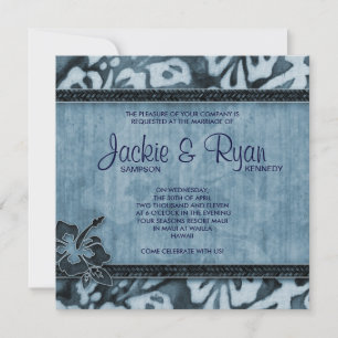 Invitation au mariage sur la plage Hibiscus Blue D