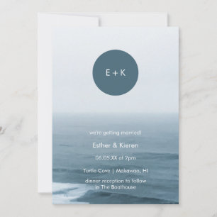 Invitation au mariage sur la plage Monogramme mi