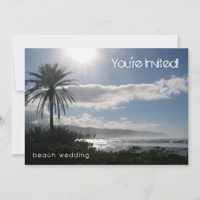 Invitation au mariage sur la plage Palm Tree (Devant)