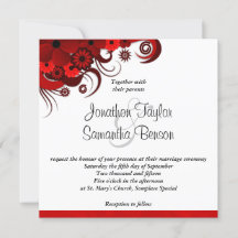 Invitation au mariage sur mesure à la florale roug