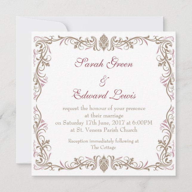 Invitation au mariage vintage (Devant)