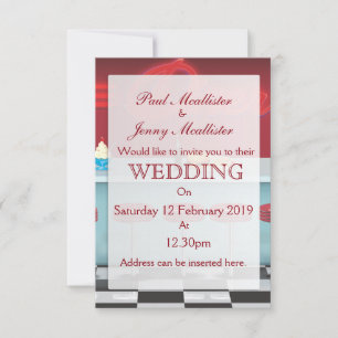 Invitation au mariage Vintage Retro Diner