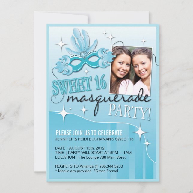 INVITATION AU MASQUÉRADE SWEET SIXTEEN (Devant)
