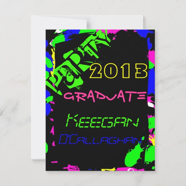 Invitation au néon de fête de remise des diplômes (Devant)