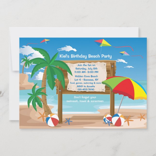 Invitation au panneau d'affichage de plage (Devant)