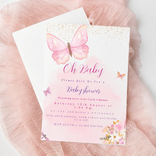 Invitation au papillon et au baby shower floral