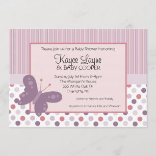 Invitation au papillon mauve par bandes et points
