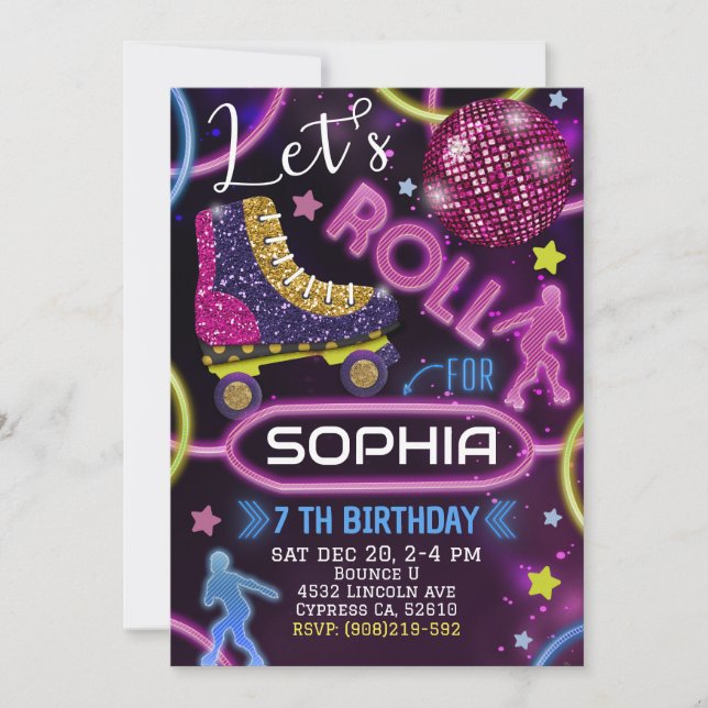 Invitation au Patin à Roulettes pour Fête d'Annive (Devant)