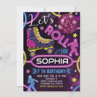 Invitation au Patin à Roulettes pour Fête d'Annive