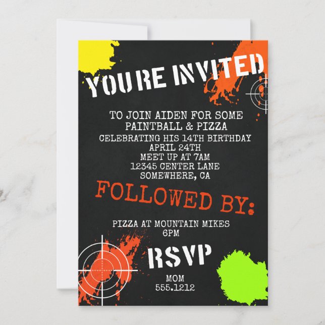 INVITATION AU PEINTBALL (Devant)