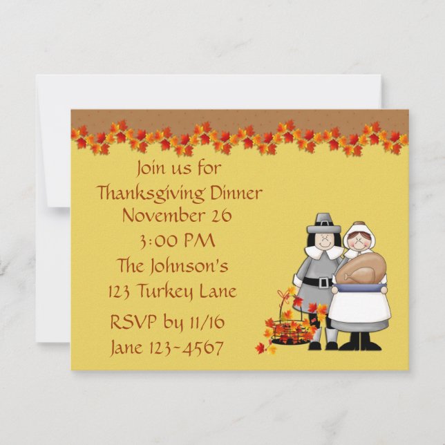 Invitation au pèlerin Thanksgiving (Devant)