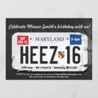 Invitation au permis de maryland pour le 16e anniv