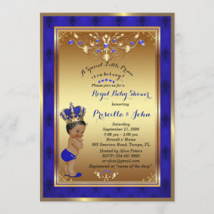 Invitation au petit Baby shower Prince, Royal Blue