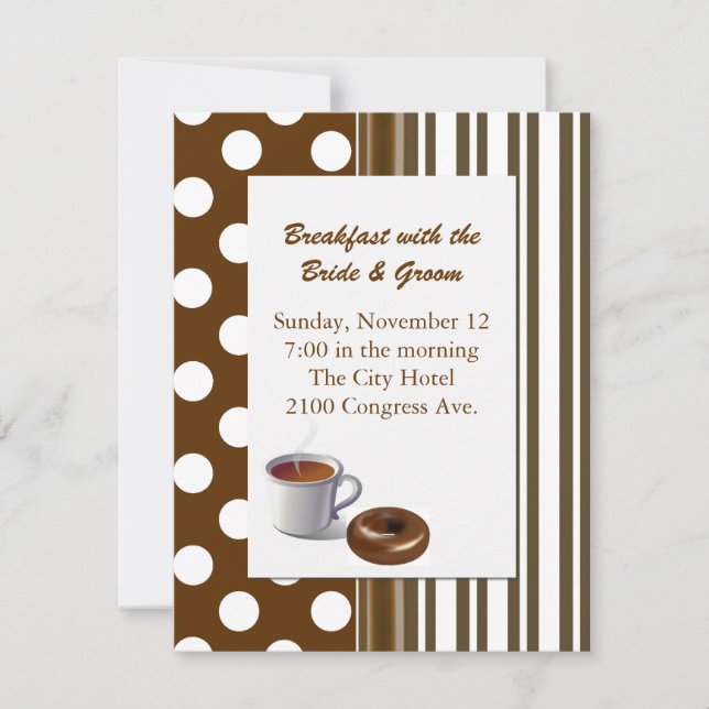 Invitation au petit-déjeuner Brown et Mariage blan (Devant)