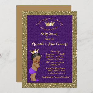 Invitation au petit Prince Baby shower, or, violet