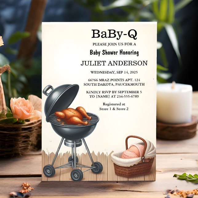 Invitation Au Plaid Babyq Fun Food Steak Beef Bbq Baby shower (Créateur téléchargé)