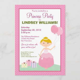 Invitation au Polkadot Princess Party
