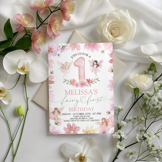 Invitation au premier anniversaire de fée (Créateur téléchargé)