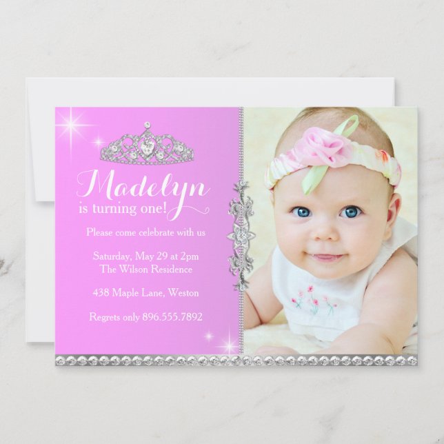 Invitation au premier anniversaire de la petite pr (Devant)