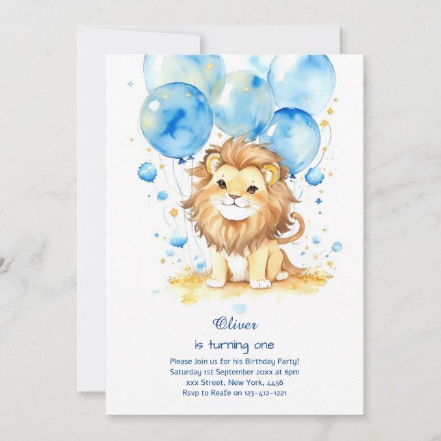 Invitation au premier anniversaire du lion (Devant)