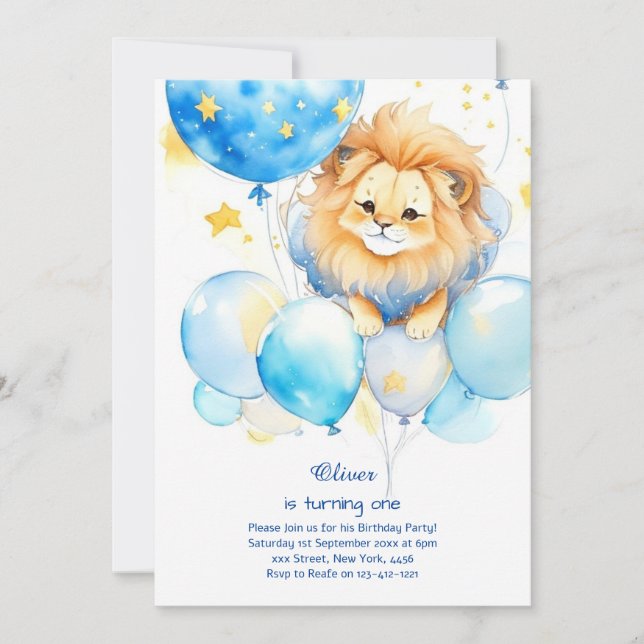 Invitation au premier anniversaire du lion (Devant)