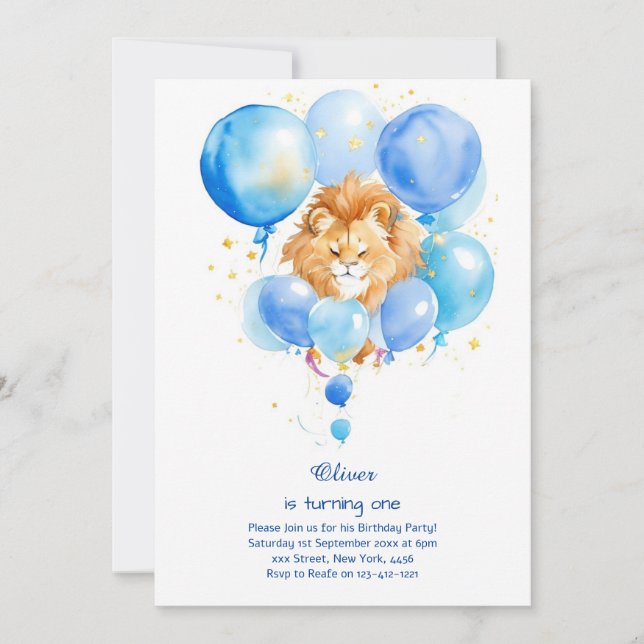 Invitation au premier anniversaire du lion (Devant)