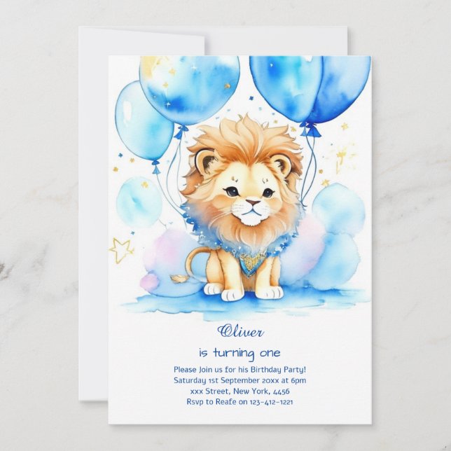 Invitation au premier anniversaire du lion (Devant)
