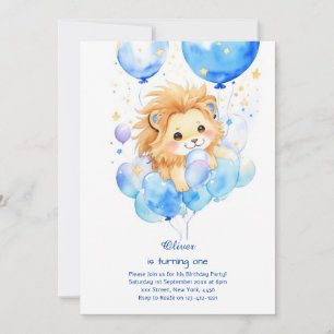 Invitation au premier anniversaire du lion mignon