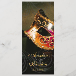 Invitation au programme de mariage mascarade d'or