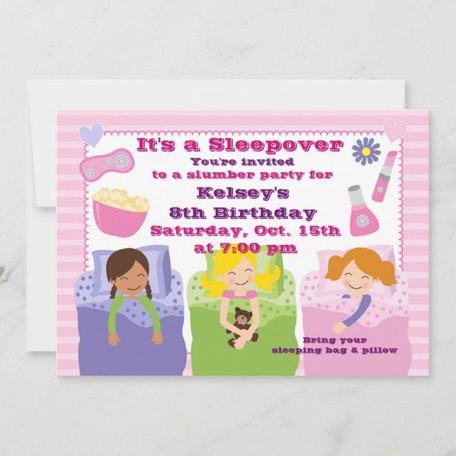 Invitation au pyjama des filles à la fête du bois (Devant)