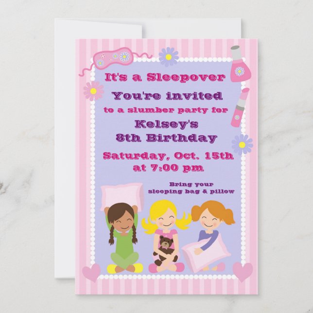 Invitation au pyjama des filles à la fête du bois (Devant)