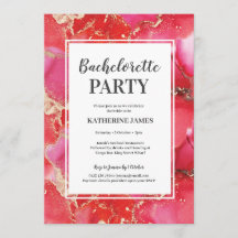 Invitation au Red Pink Gold Bachelorette Party