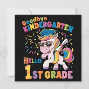 Invitation Au revoir maternelle bonjour CE1 licorne