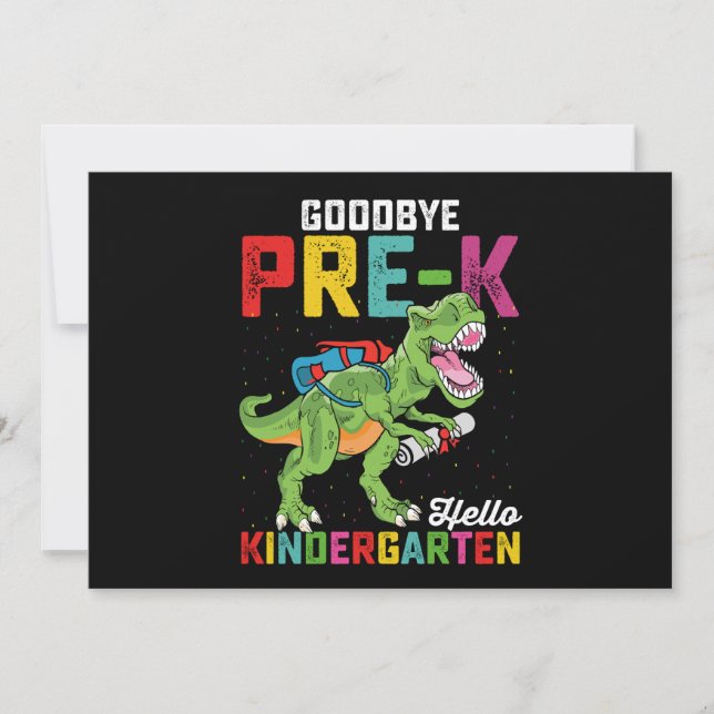 Invitation Au revoir Pré-maternelle Bonjour Maternelle T Rex  (Devant)