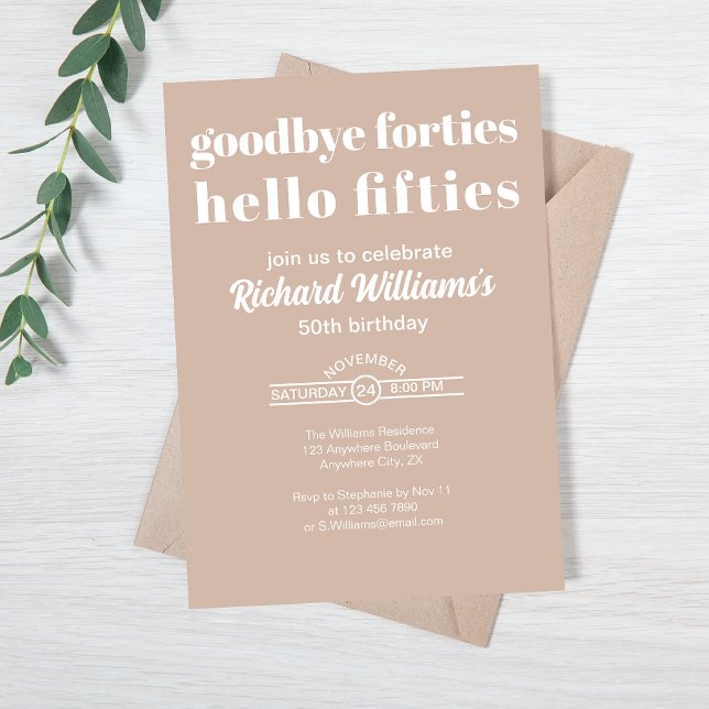 Invitation Au revoir Quarante Bonjour Cinquante-Cinquante Ann (Créateur téléchargé)