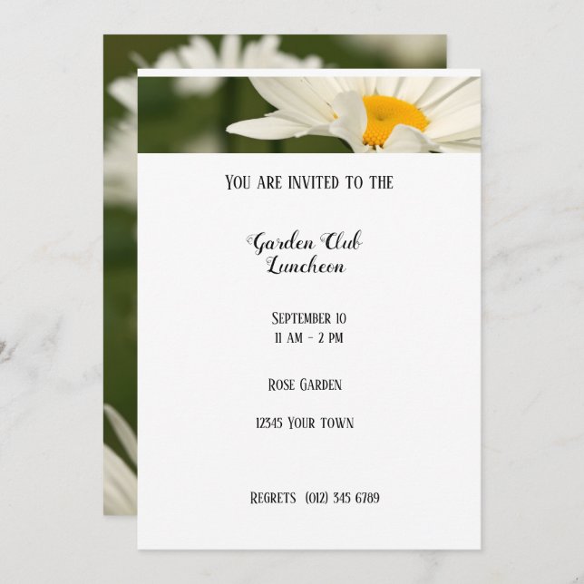 Invitation au Rose club de déjeuner du jardin (Devant / Derrière)