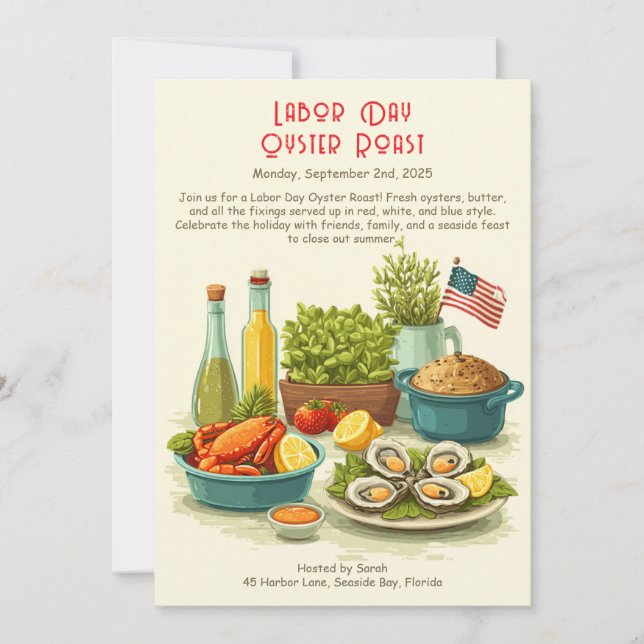 Invitation au rôti d'huître de la fête du travail  (Devant)