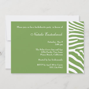 Invitation au Sage Green Zebra Bachelorette Party