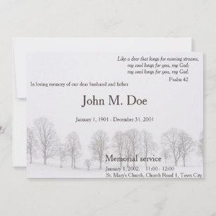 Invitation au service commémoratif avec arbres et 