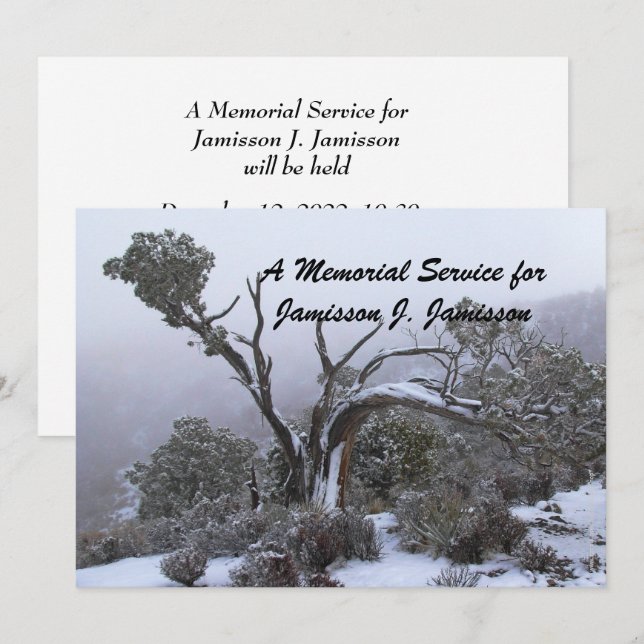 Invitation au service commémoratif Neige de l'arbr (Devant / Derrière)
