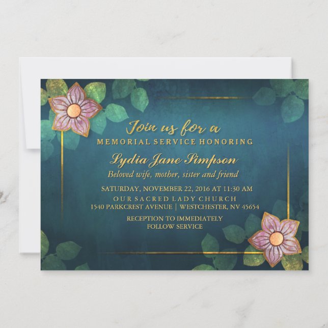 Invitation au service commémoratif Turquoise Gold  (Dos)