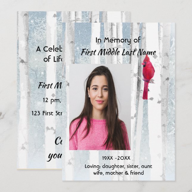 Invitation au service de célébration de la vie Car (Devant / Derrière)