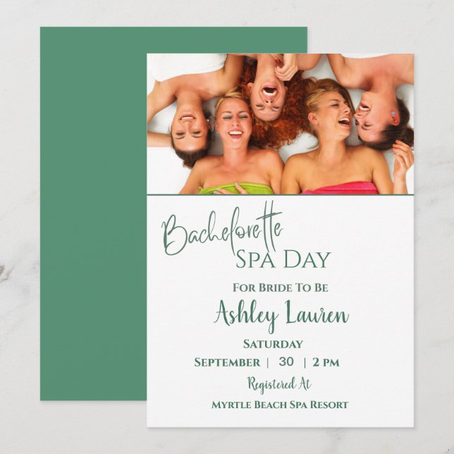 Invitation au Spa pour Enterrement de Vie de Jeune (Devant / Derrière)
