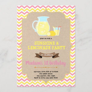 Invitation au stand de limonade rose et jaune